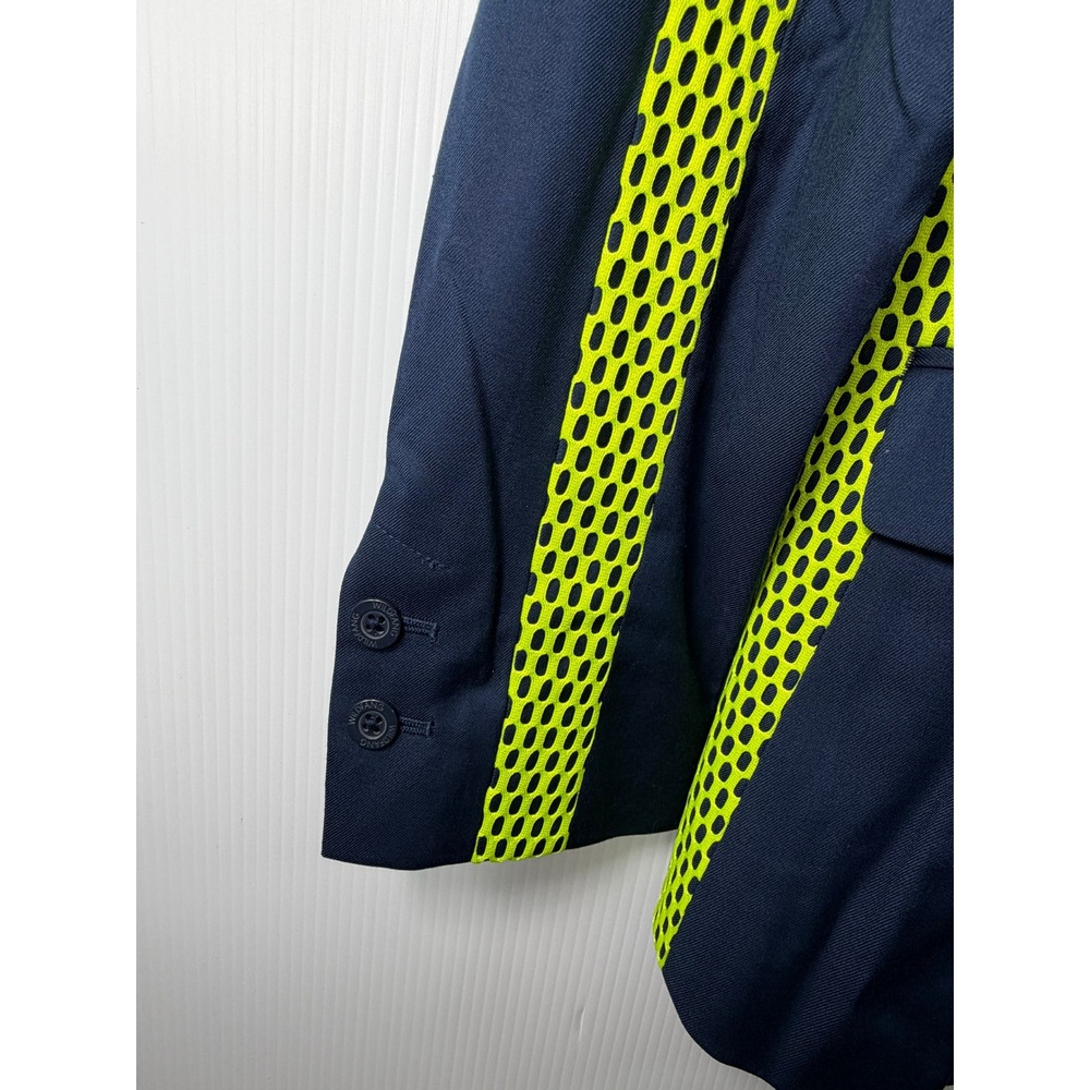 Wildfang Empower Colorblock Tux Blazer Womens Large Navy Neon Green Mesh New - Picture 7 of 13